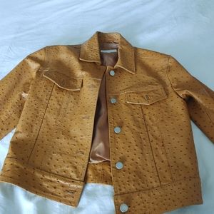 Bergdorf Goodman Ostrich embossed Italian Leather Jacket size L
